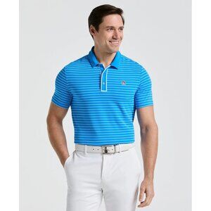NEW Original Penguin Men's MEDIUM Heritage Stripe Golf Polo Shirt French Blue